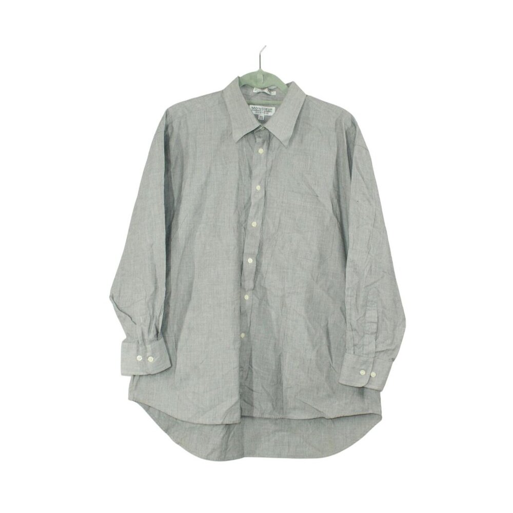 Monsieur by Givenchy Gray Button Up Dress Long Sleeve Shirt Size 17.5 32/33